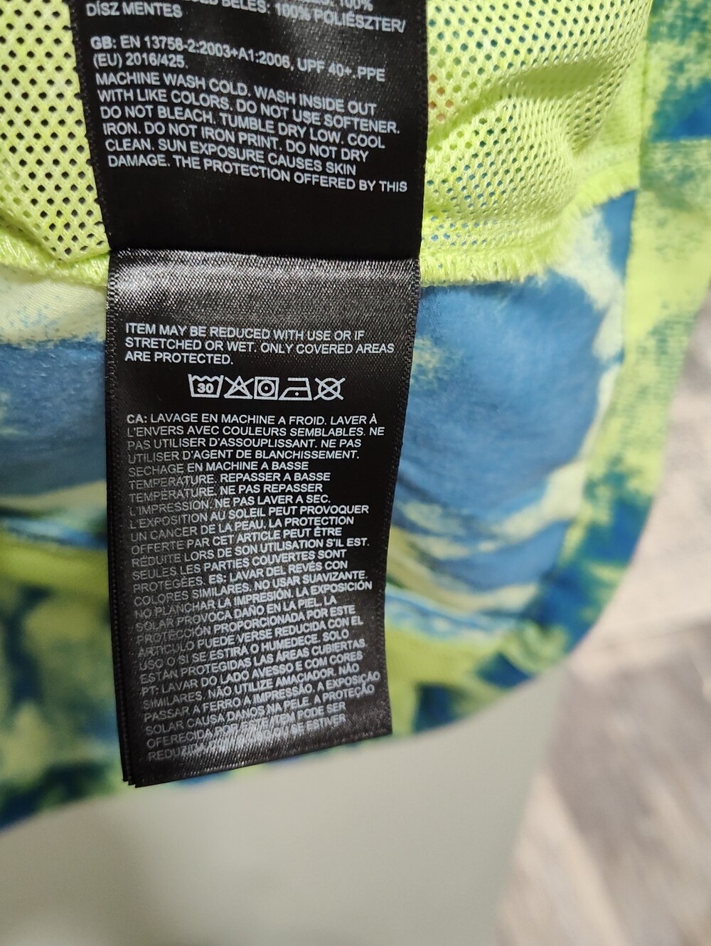 The North Face Women's XL Neon Blue/Yellow Tie Dye Quarter Zip Pull Over/Jacket - Picture 10 of 10